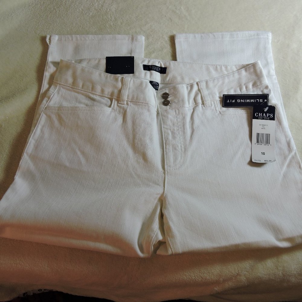 CHAPS WHITE SLIMMING CROPPED CAPRIS